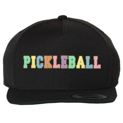 Pickleball Gift Pastel Varsity Letters Gift Wool Snapback Cap