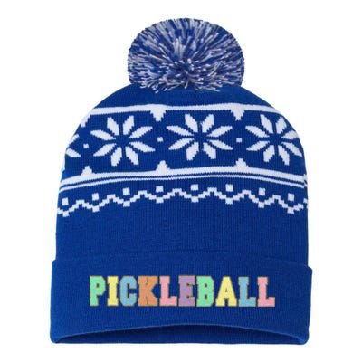 Pickleball Gift Pastel Varsity Letters Gift USA-Made Snowflake Beanie