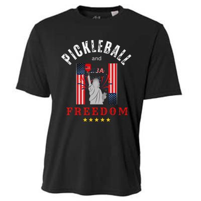 Pickleball GiftFunny Pickleball Tee Pickleball and Freedom Cooling Performance Crew T-Shirt