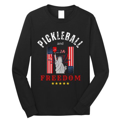 Pickleball GiftFunny Pickleball Tee Pickleball and Freedom Long Sleeve Shirt