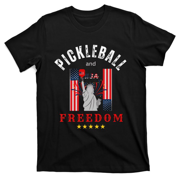 Pickleball GiftFunny Pickleball Tee Pickleball and Freedom T-Shirt