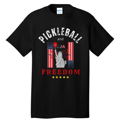 Pickleball GiftFunny Pickleball Tee Pickleball and Freedom Tall T-Shirt