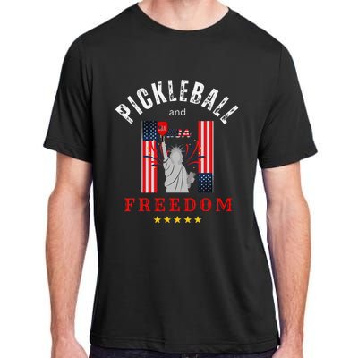 Pickleball GiftFunny Pickleball Tee Pickleball and Freedom Adult ChromaSoft Performance T-Shirt