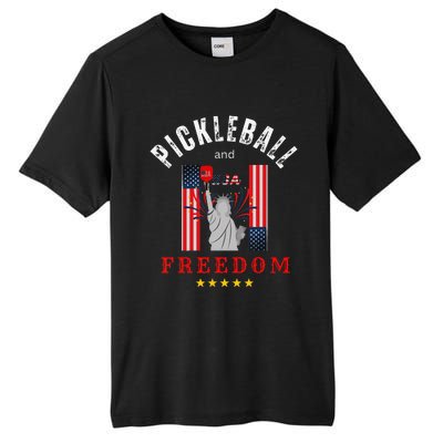 Pickleball GiftFunny Pickleball Tee Pickleball and Freedom Tall Fusion ChromaSoft Performance T-Shirt