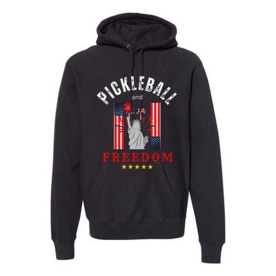 Pickleball GiftFunny Pickleball Tee Pickleball and Freedom Premium Hoodie