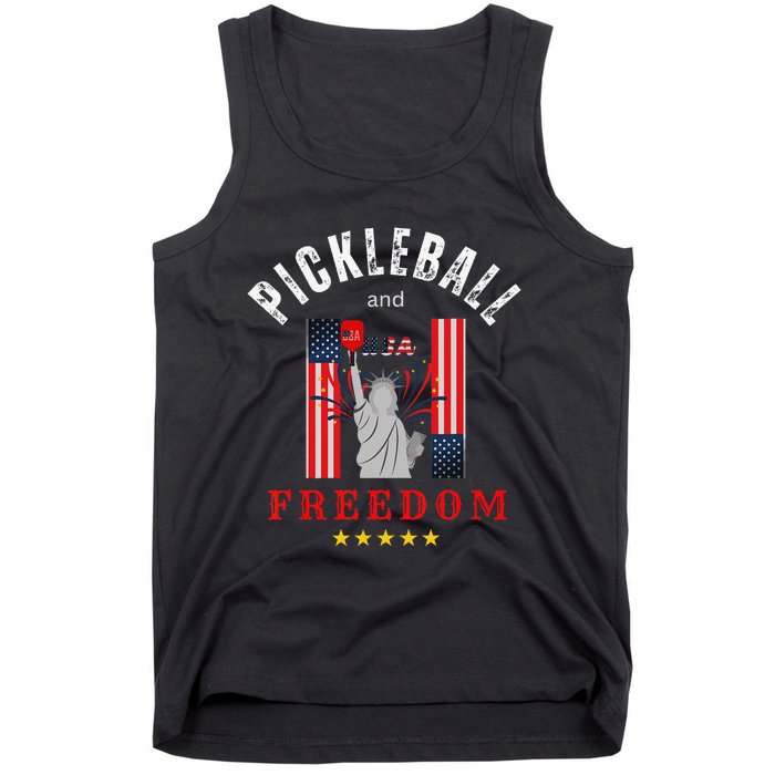 Pickleball GiftFunny Pickleball Tee Pickleball and Freedom Tank Top