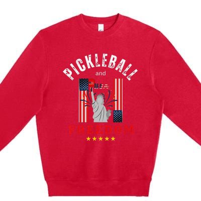 Pickleball GiftFunny Pickleball Tee Pickleball and Freedom Premium Crewneck Sweatshirt