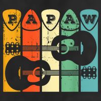Papaw Guitar Pick Gift Guitar Player Grandpa Retro Guitarist 7 Panel Mesh Trucker Snapback Hat