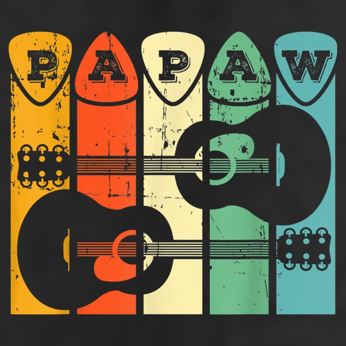 Papaw Guitar Pick Gift Guitar Player Grandpa Retro Guitarist 7 Panel Mesh Trucker Snapback Hat
