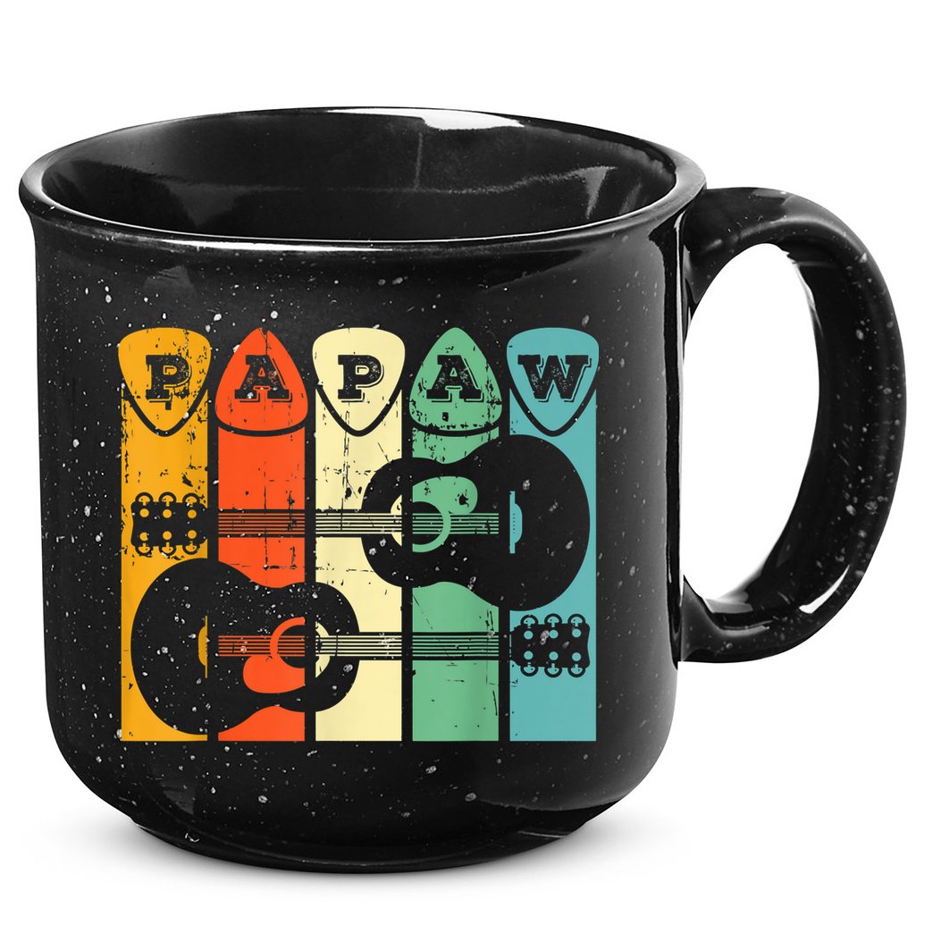 Papaw Guitar Pick Gift Guitar Player Grandpa Retro Guitarist 15oz Campfire Ceramic Mug