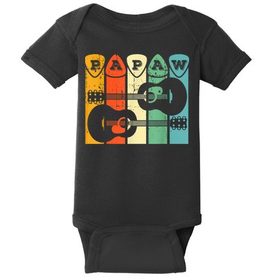 Papaw Guitar Pick Gift Guitar Player Grandpa Retro Guitarist Baby Bodysuit