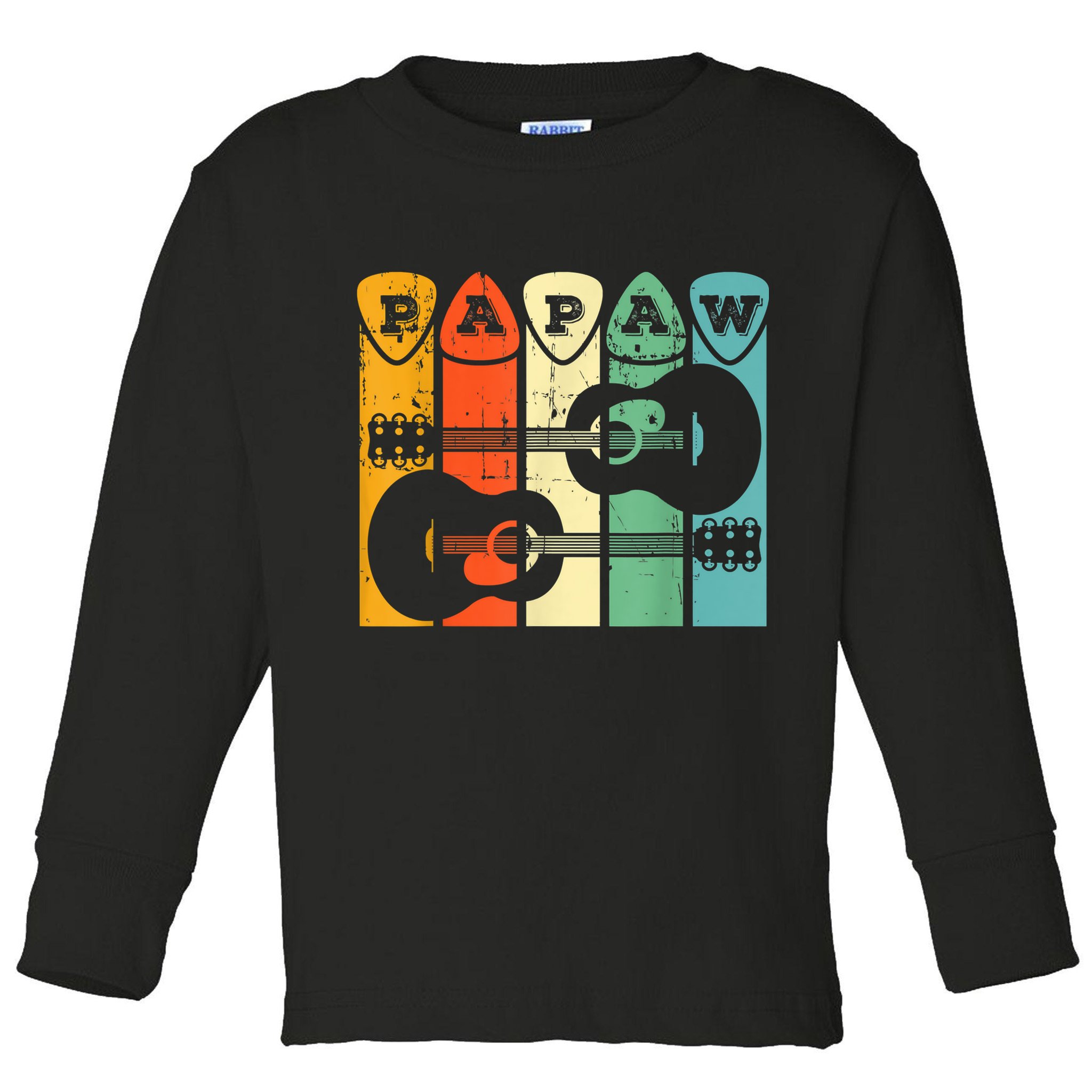Papaw Guitar Pick Gift Guitar Player Grandpa Retro Guitarist Toddler Long Sleeve Shirt