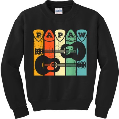 Papaw Guitar Pick Gift Guitar Player Grandpa Retro Guitarist Kids Sweatshirt