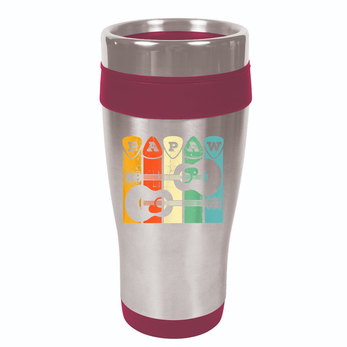 Papaw Guitar Pick Gift Guitar Player Grandpa Retro Guitarist 16oz Travel Tumbler