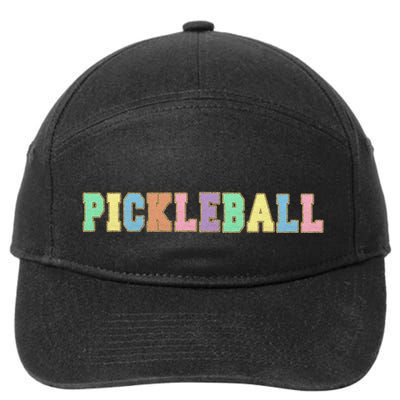 Pickleball Gift Pastel Varsity Letters Funny Gift 7-Panel Snapback Hat
