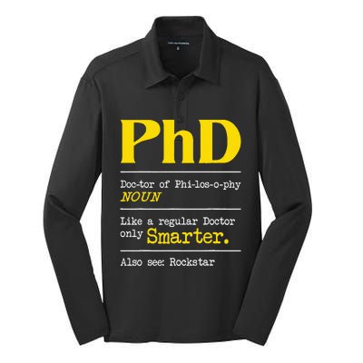 PhD Graduate Ph.D. Graduation Doctorate Degree Definition Silk Touch Performance Long Sleeve Polo