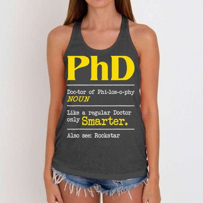PhD Graduate Ph.D. Graduation Doctorate Degree Definition Women's Knotted Racerback Tank