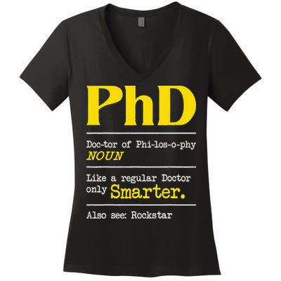 PhD Graduate Ph.D. Graduation Doctorate Degree Definition Women's V-Neck T-Shirt