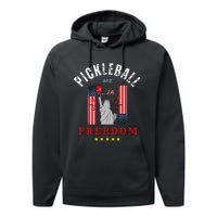 Pickleball GiftFunny Pickleball Pickleball And Freedom Performance Fleece Hoodie