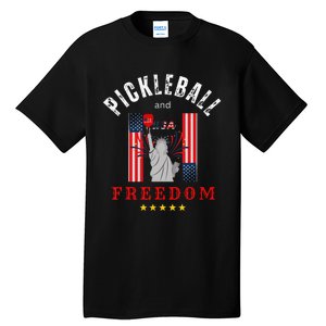 Pickleball GiftFunny Pickleball Pickleball And Freedom Tall T-Shirt