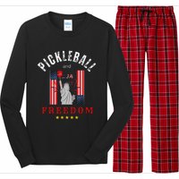 Pickleball GiftFunny Pickleball Pickleball And Freedom Long Sleeve Pajama Set