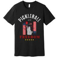 Pickleball GiftFunny Pickleball Pickleball And Freedom Premium T-Shirt