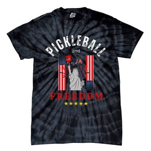 Pickleball GiftFunny Pickleball Pickleball And Freedom Tie-Dye T-Shirt