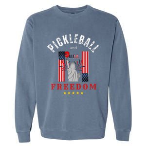 Pickleball GiftFunny Pickleball Pickleball And Freedom Garment-Dyed Sweatshirt