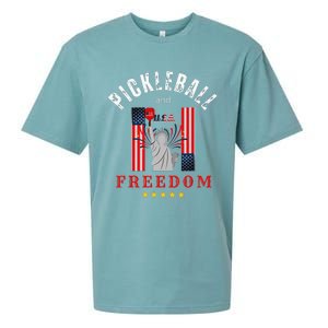 Pickleball GiftFunny Pickleball Pickleball And Freedom Sueded Cloud Jersey T-Shirt