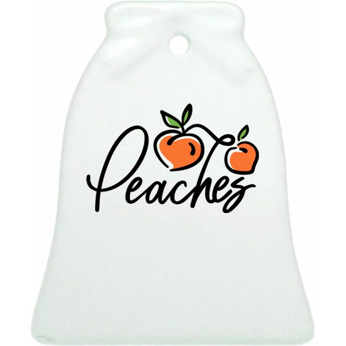 Peaches Georgia Ceramic Bell Ornament