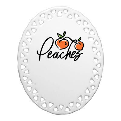 Peaches Georgia Ceramic Oval Ornament