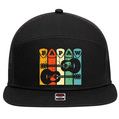 Papaw Guitar Pick Gift Guitar Player Grandpa Retro Guitarist 7 Panel Mesh Trucker Snapback Hat