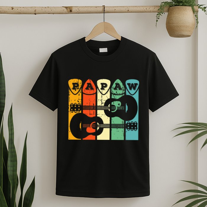 Papaw Guitar Pick Gift Guitar Player Grandpa Retro Guitarist T-Shirt