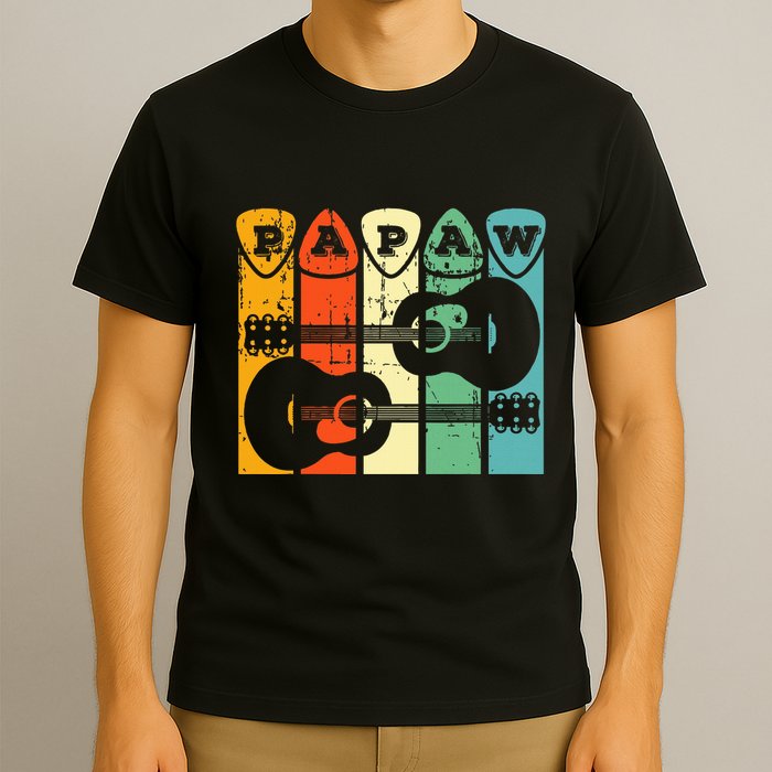 Papaw Guitar Pick Gift Guitar Player Grandpa Retro Guitarist T-Shirt