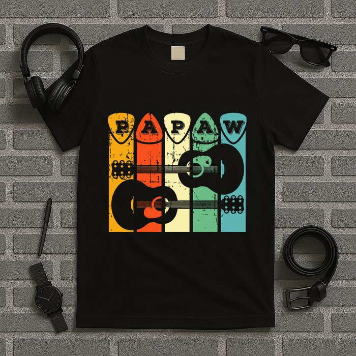 Papaw Guitar Pick Gift Guitar Player Grandpa Retro Guitarist T-Shirt