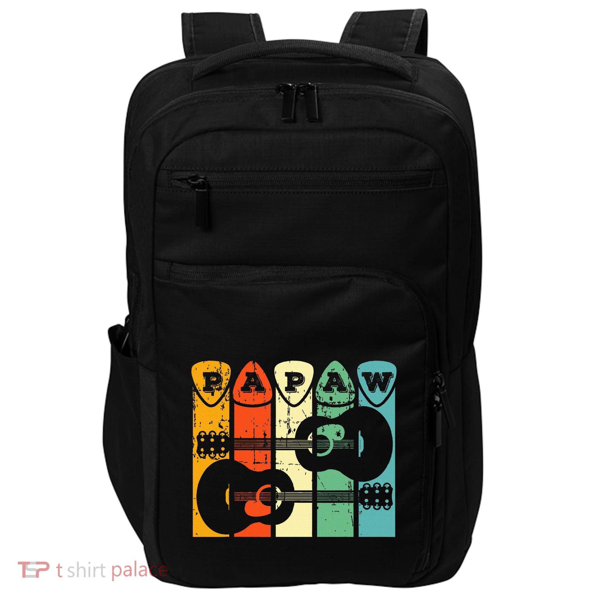 Papaw Guitar Pick Gift Guitar Player Grandpa Retro Guitarist Impact Tech Backpack