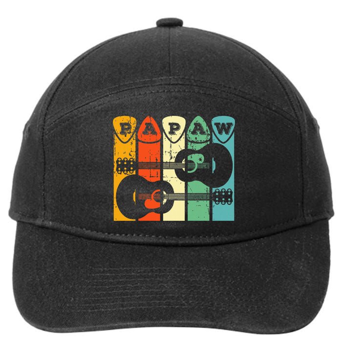 Papaw Guitar Pick Gift Guitar Player Grandpa Retro Guitarist 7-Panel Snapback Hat