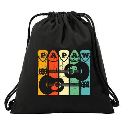Papaw Guitar Pick Gift Guitar Player Grandpa Retro Guitarist Drawstring Bag