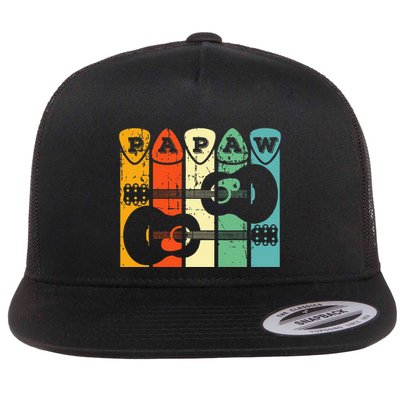 Papaw Guitar Pick Gift Guitar Player Grandpa Retro Guitarist Flatbill Hat