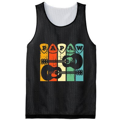 Papaw Guitar Pick Gift Guitar Player Grandpa Retro Guitarist Mesh Reversible Basketball Jersey Tank