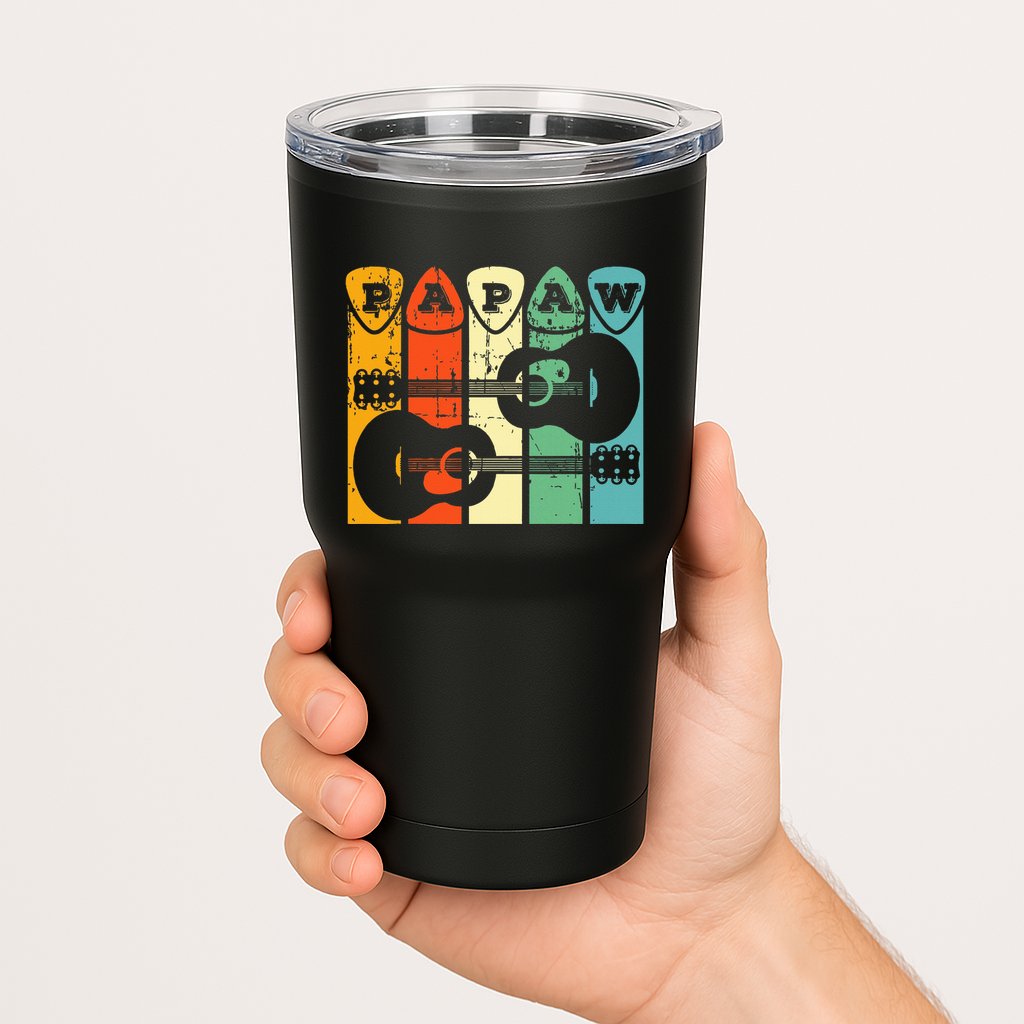 Papaw Guitar Pick Gift Guitar Player Grandpa Retro Guitarist Tumbler