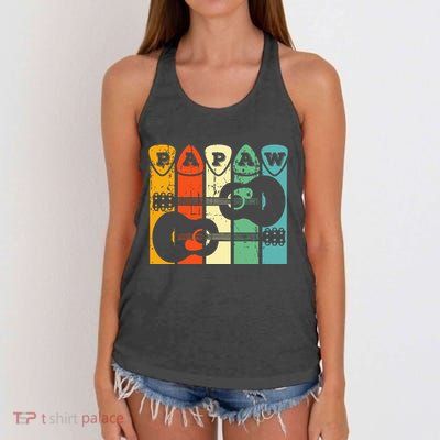 Papaw Guitar Pick Gift Guitar Player Grandpa Retro Guitarist Women's Knotted Racerback Tank