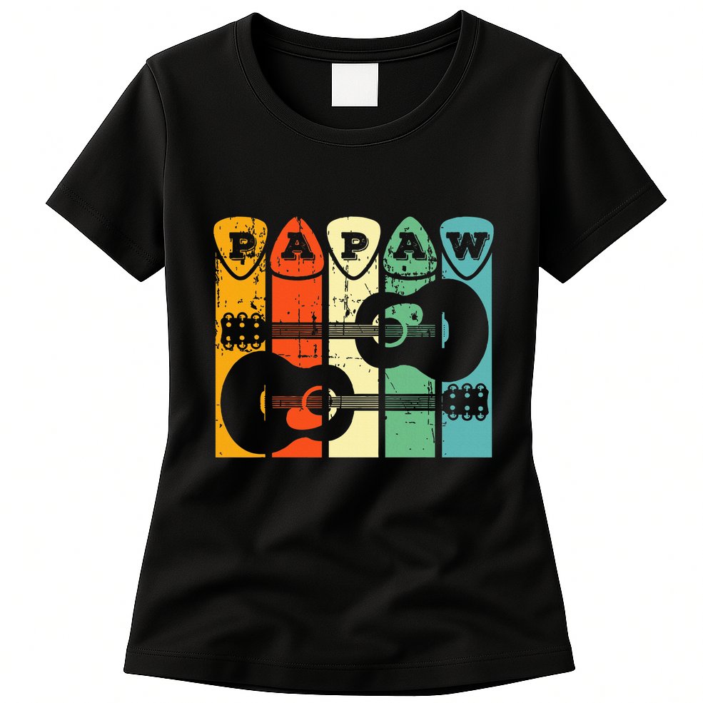 Papaw Guitar Pick Gift Guitar Player Grandpa Retro Guitarist Womens T-Shirt