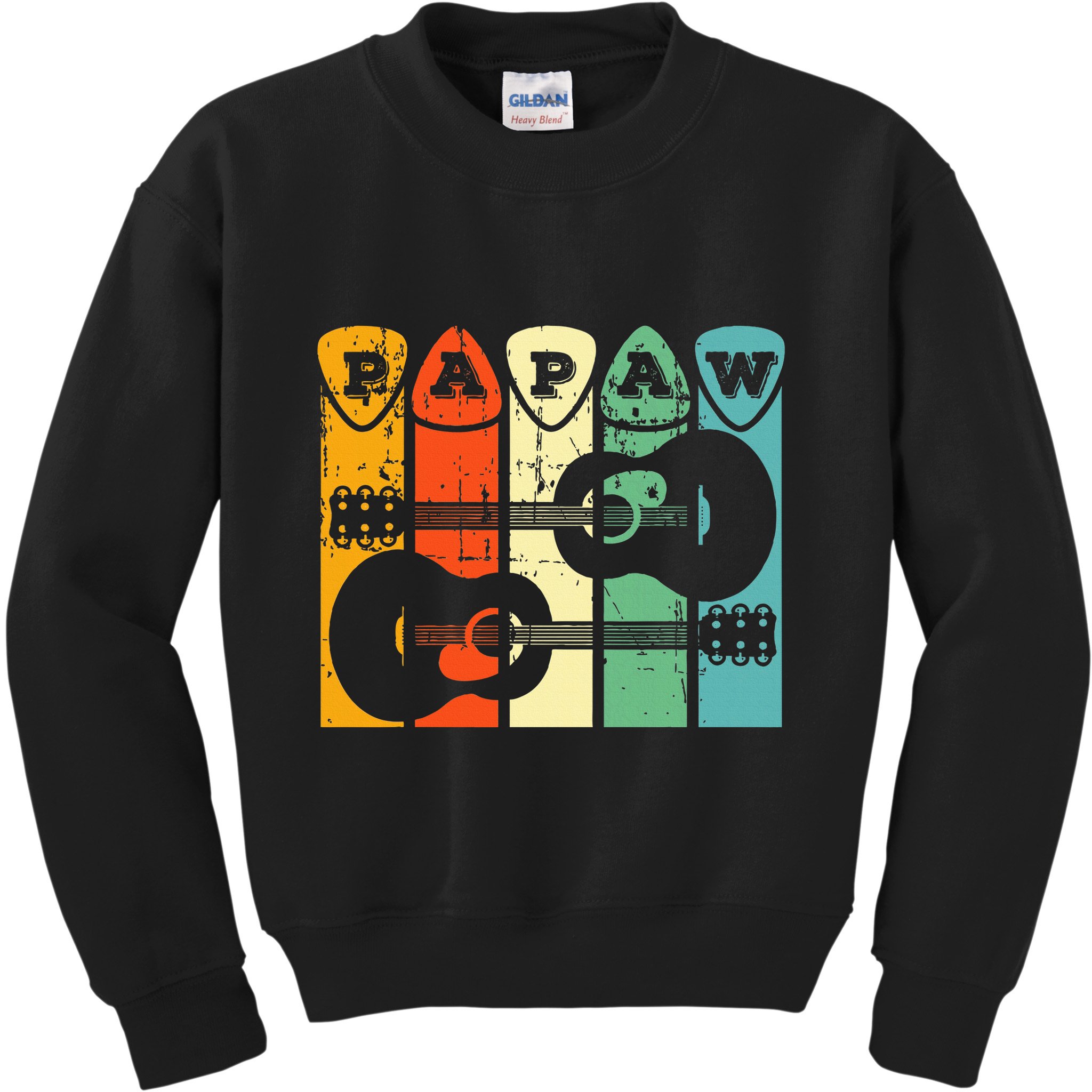 Papaw Guitar Pick Gift Guitar Player Grandpa Retro Guitarist Kids Sweatshirt