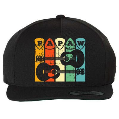 Papaw Guitar Pick Gift Guitar Player Grandpa Retro Guitarist Wool Snapback Cap