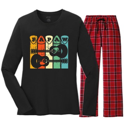 Papaw Guitar Pick Gift Guitar Player Grandpa Retro Guitarist Women's Long Sleeve Flannel Pajama Set 