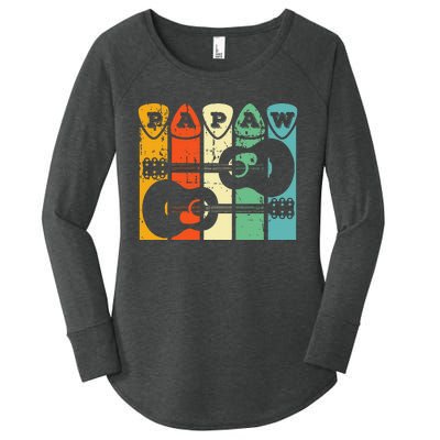 Papaw Guitar Pick Gift Guitar Player Grandpa Retro Guitarist Women's Perfect Tri Tunic Long Sleeve Shirt