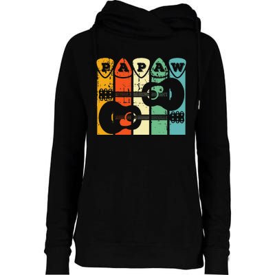 Papaw Guitar Pick Gift Guitar Player Grandpa Retro Guitarist Womens Funnel Neck Pullover Hood