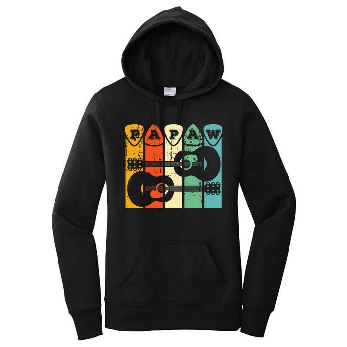 Papaw Guitar Pick Gift Guitar Player Grandpa Retro Guitarist Women's Pullover Hoodie