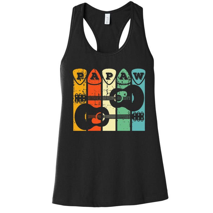 Papaw Guitar Pick Gift Guitar Player Grandpa Retro Guitarist Women's Racerback Tank